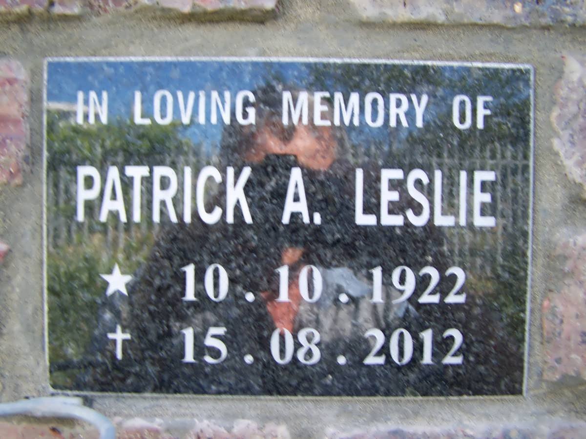 LESLIE Patrick A. 1922-2012