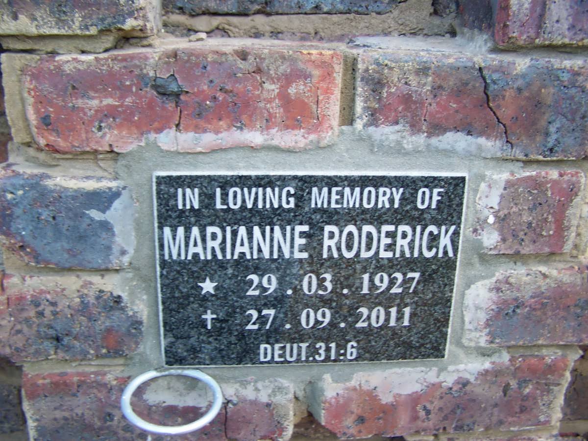 RODERICK Marianne 1927-2011