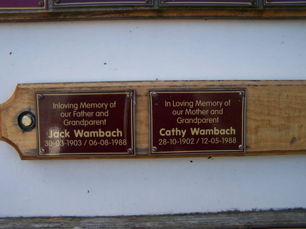WAMBACH Jack 1903-1988 :: WAMBACH Cathy 1902-1988