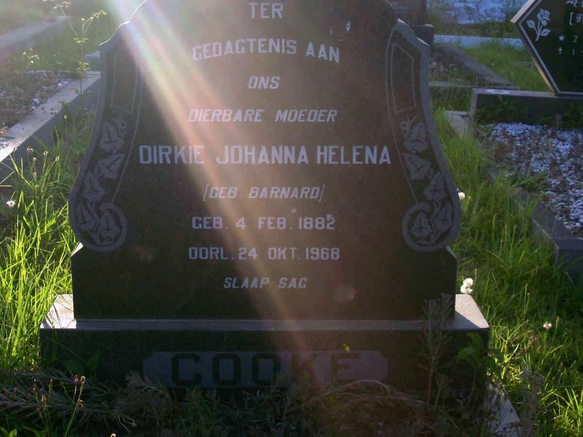 COOKE Dirkie Johanna Helena nee BARNARD 1882-1968