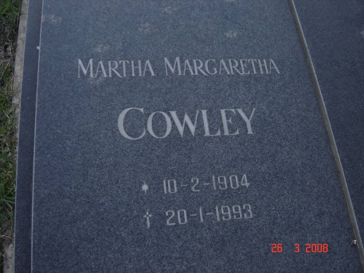 COWLEY Martha Margaretha 1904-1993
