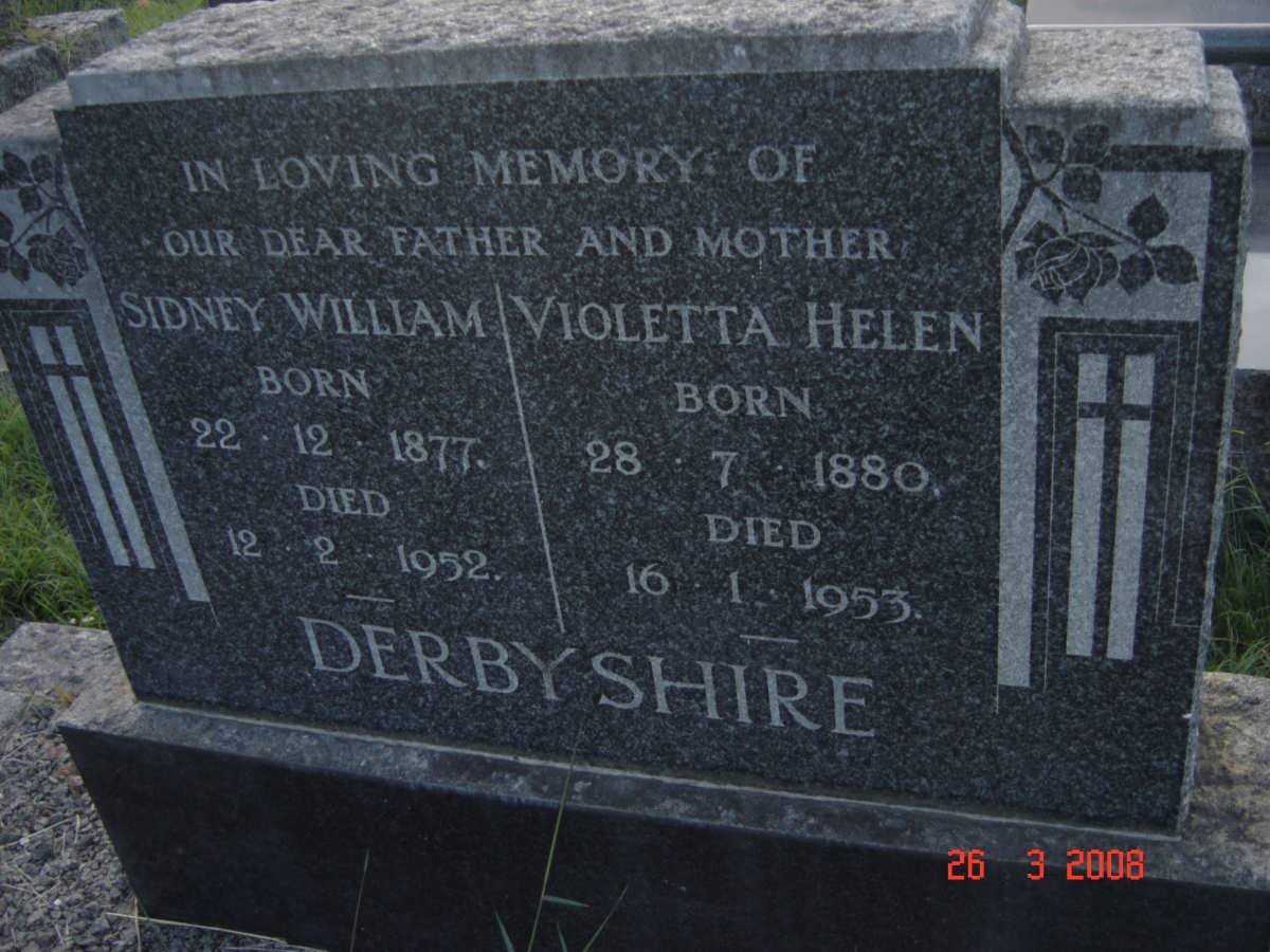 DERBYSHIRE Sidney William 1877-1952 &amp; Violetta Helen 1880-1953