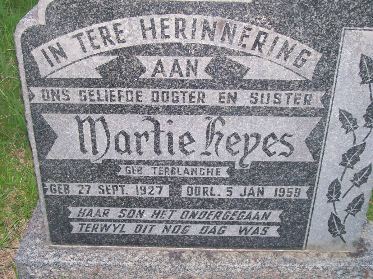 HEYES Marthie nee TERBLANCHE 1927-1959