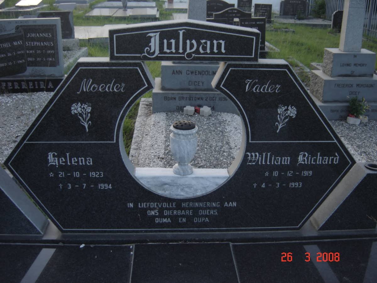 JULYAN William Richard 1919-1993 &amp; Helena 1923-1994