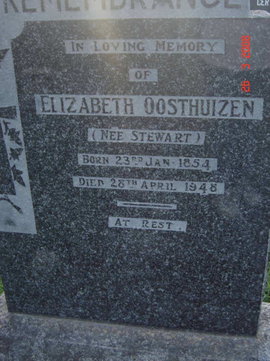 OOSTHUIZEN Elizabeth nee STEWART 1854-1948