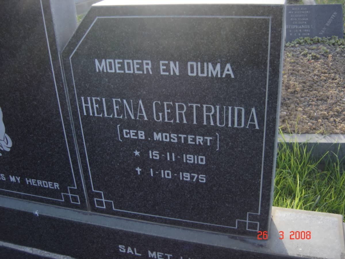 OUDSHOORN Helena Gertruida nee MOSTERT 1910-1975