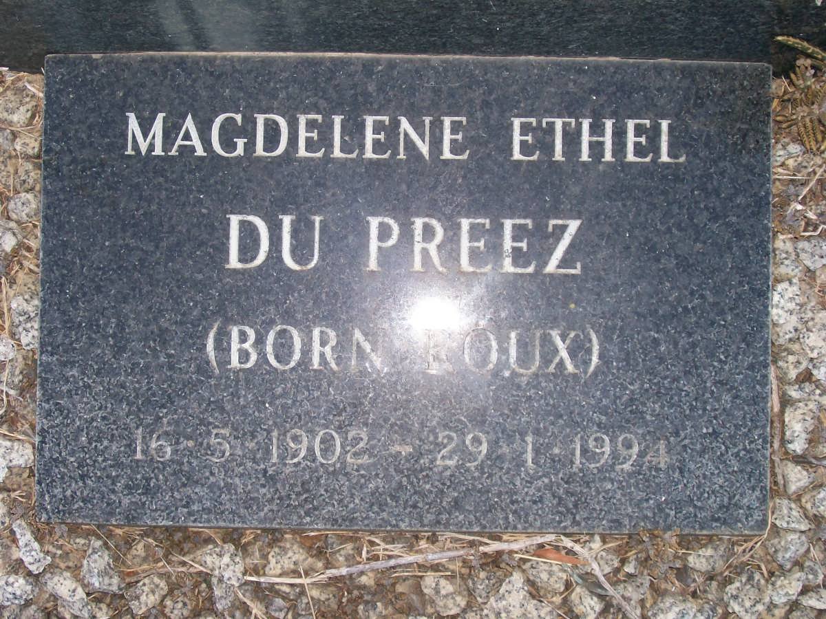 PREEZ Magdelene Ethel, du  nee ROUX 1902-1994