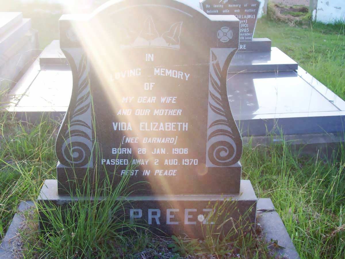 PREEZ Vida Elizabeth, du nee BARNARD 1906-1970