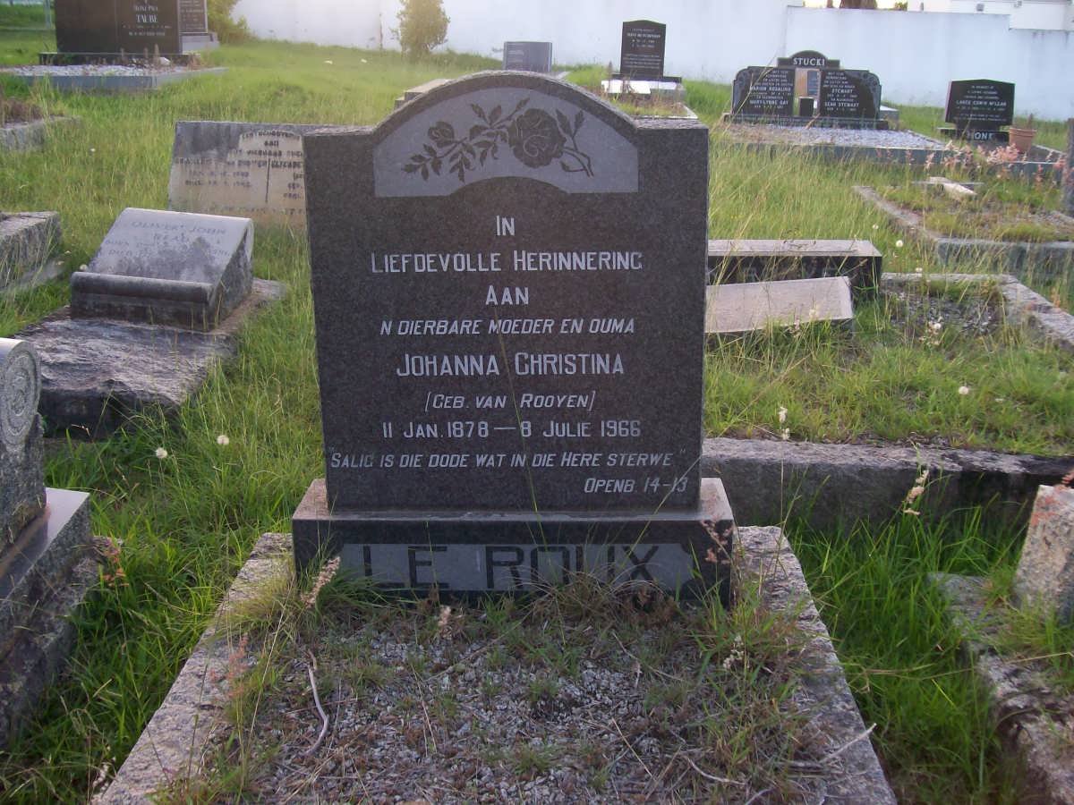 ROUX Johanna Christina, le nee VAN ROOYEN 1878-1966