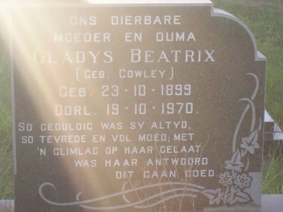 ROOYEN  Gladys Beatrix, van  nee COWLEY 1899-1970