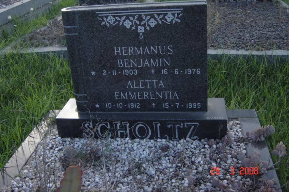 SCHOLTZ Hermanus Benjamin 1903-1976 &amp; Aletta Emmerentia 1912-1995