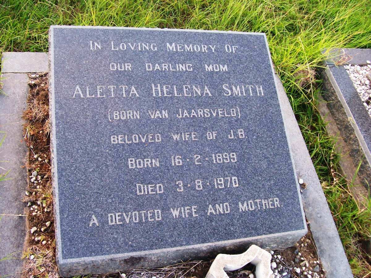 SMITH Aletta Helena nee VAN JAARSVELD 1899-1970