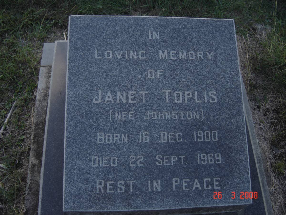 TOPLIS Janet nee JOHNSTON 1900-1969