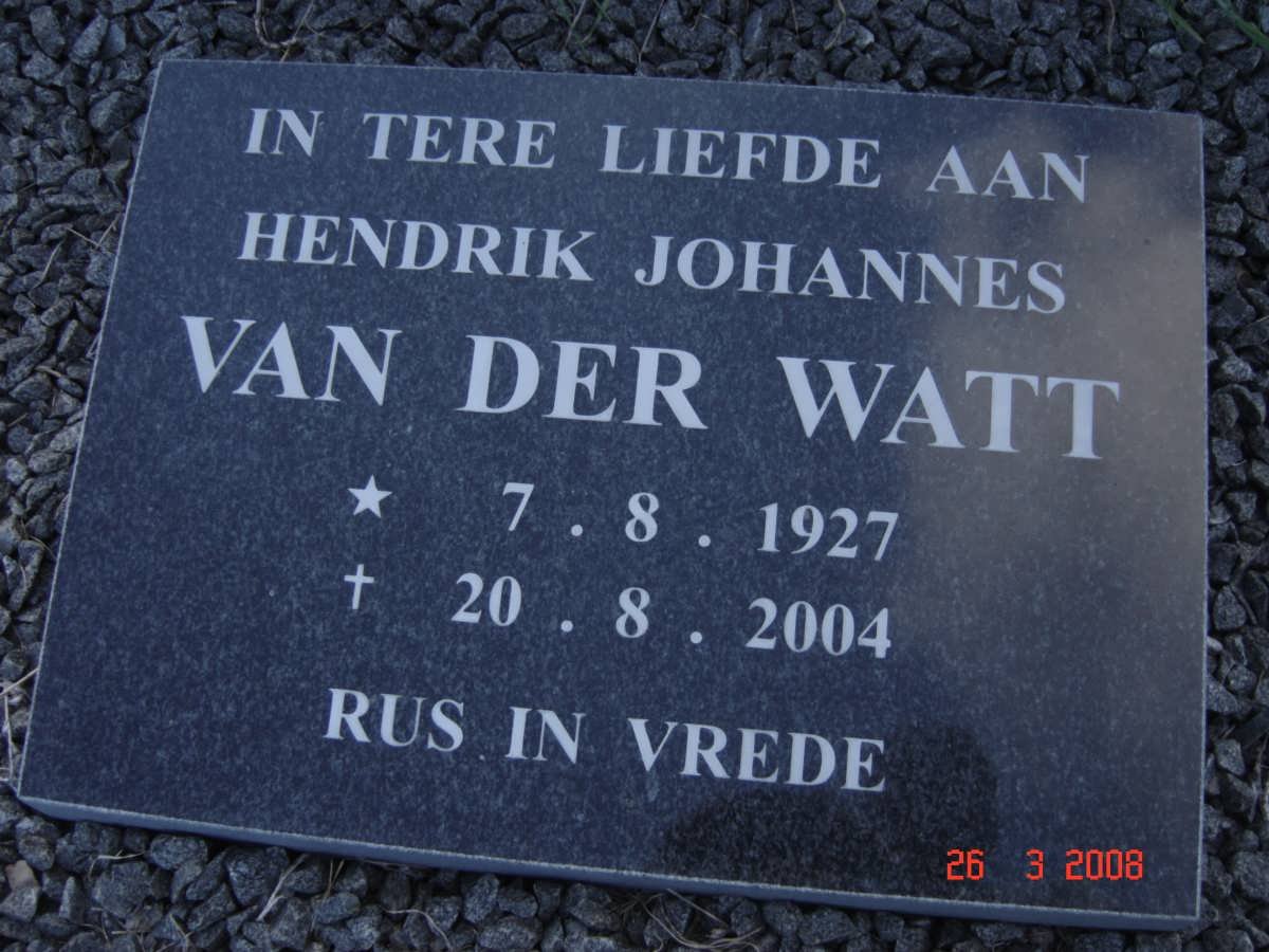 WATT Hendrik Johannes, van der  1927-2004
