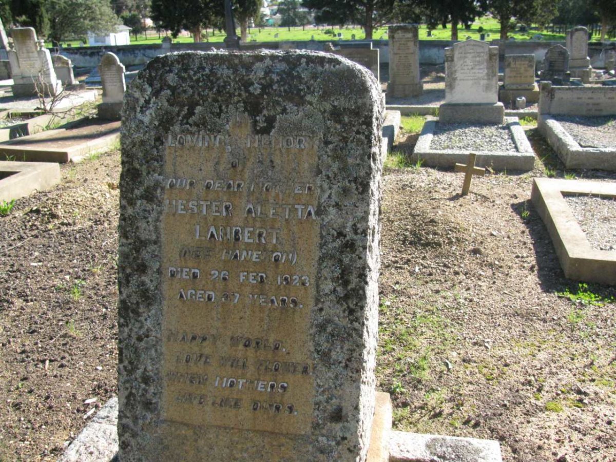 LAMBERT Hester Aletta nee HANEKOM -1923