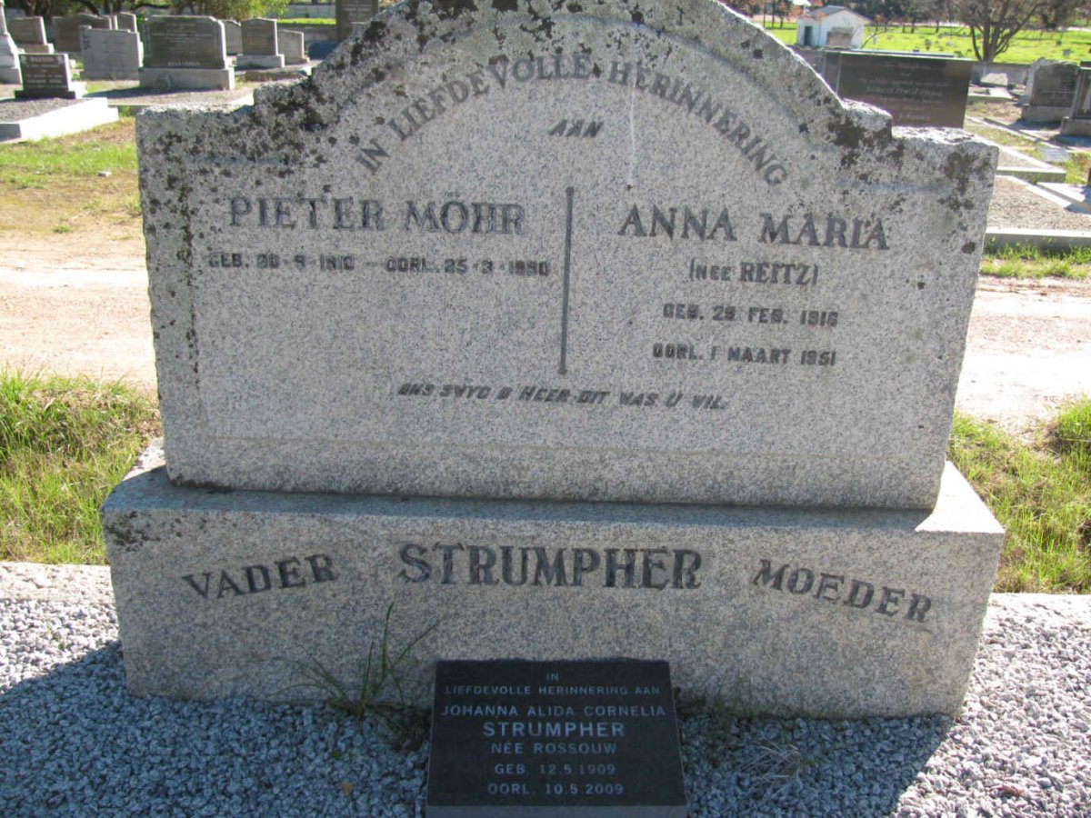 STRUMPHER Pieter Möhr 1910-1990 &amp; Anna Maria REITZ 1916-1951 :: STRUMPHER Johanna Alida Cornelia nee ROSSOUW 1909-2009