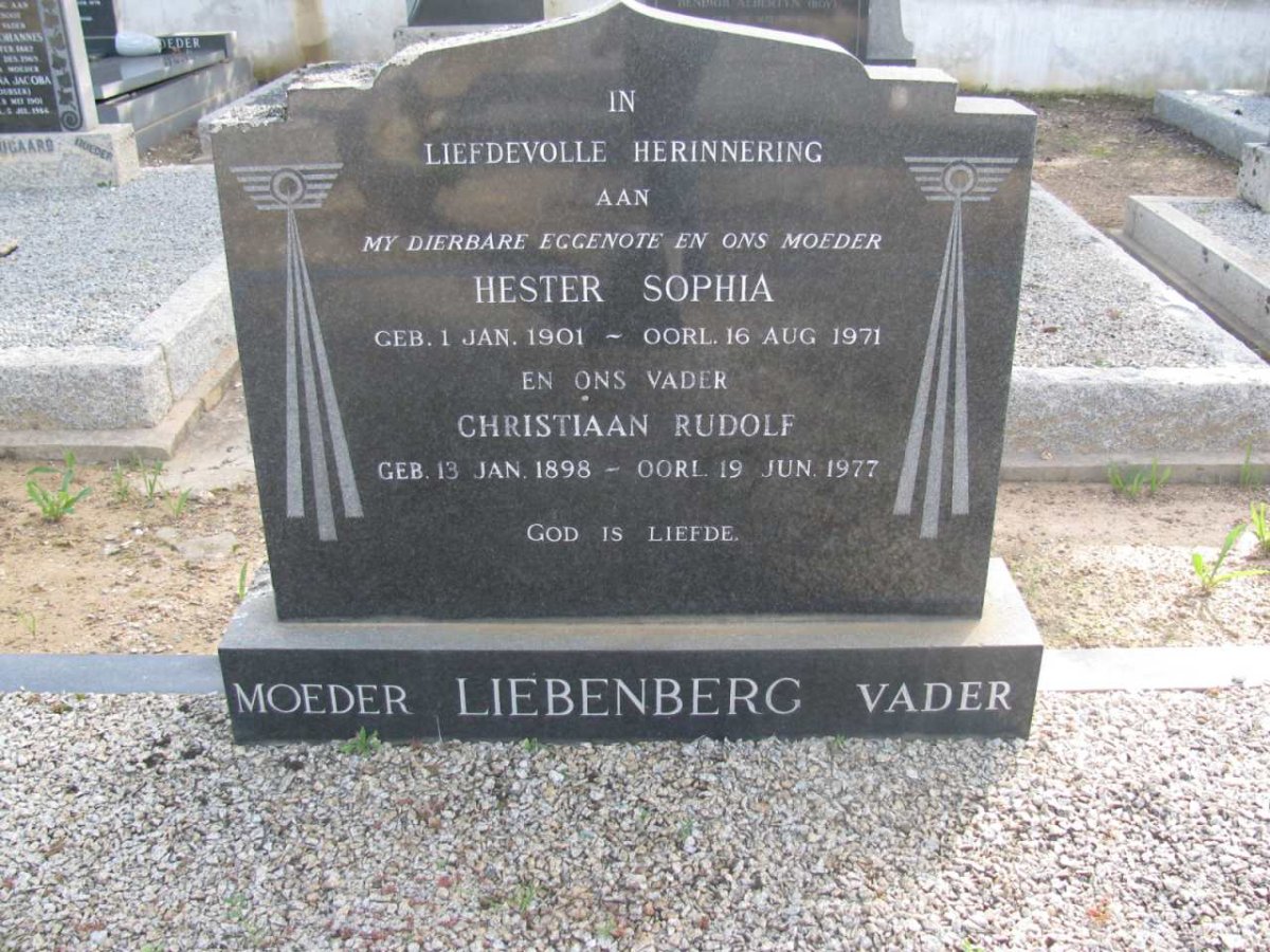 LIEBENBERG Christiaan Rudolf 1898-1977 &amp; Hester Sophia 1901-1971