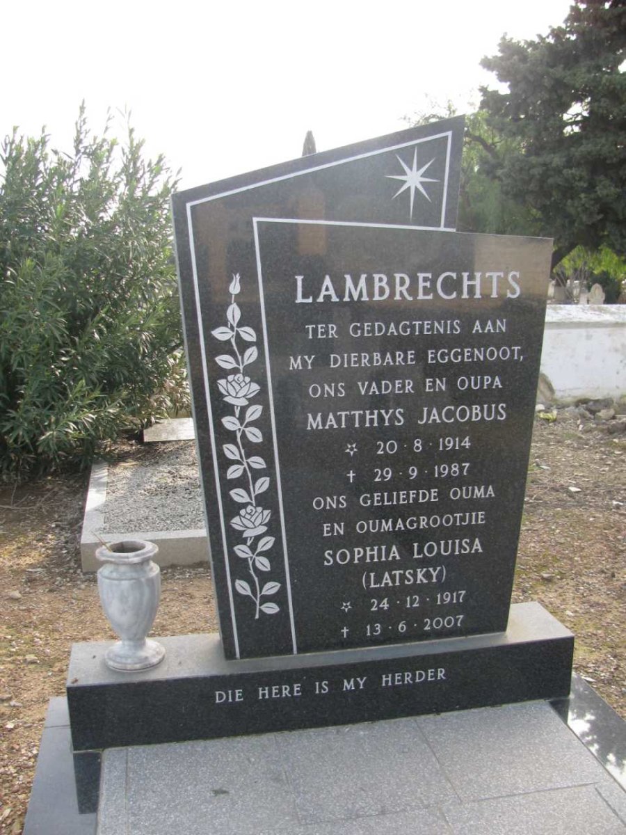 LAMBRECHTS Matthys Jacobus 1914-1987 &amp; Sophia Louisa LATSKY 1917-2007