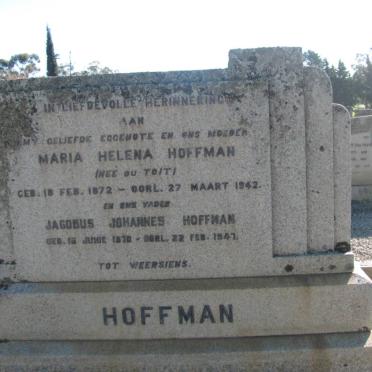 HOFFMAN Jacobus Johannes 1870-1947 &amp; Maria Helena DU TOIT 1872-1942