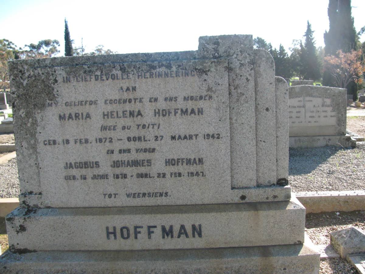 HOFFMAN Jacobus Johannes 1870-1947 &amp; Maria Helena DU TOIT 1872-1942