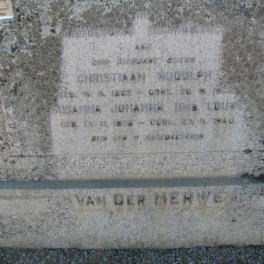 MERWE Christiaan Rudolph, van der 1862-1950 &amp; Susanna Johanna LOUW 1858-1940