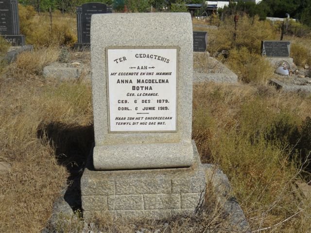 BOTHA Anna Magdelena nee LE GRANGE 1879-1919