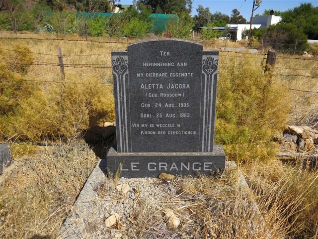 GRANGE Aletta Jacoba, le nee  ROSSOUW 1905-1963