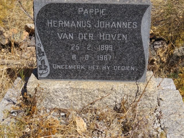 HOVEN Hermanus Johannes, van der 1889-1967