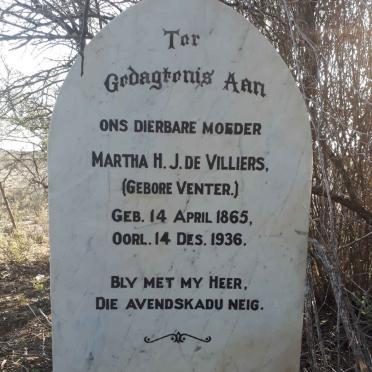 VILLIERS Martha H.J., de nee VENTER 1865-1936