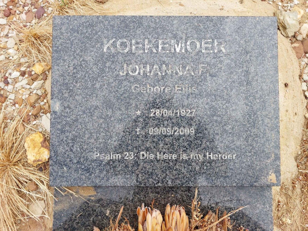 KOEKEMOER Johanna F. nee ELLIS 1927-2009