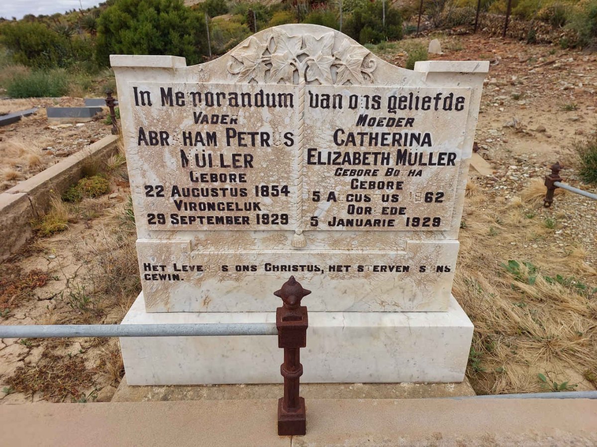 MULLER Abraham Petrus 1854-1929 &amp; Catherina Elizabeth BOTHA 1862-1929