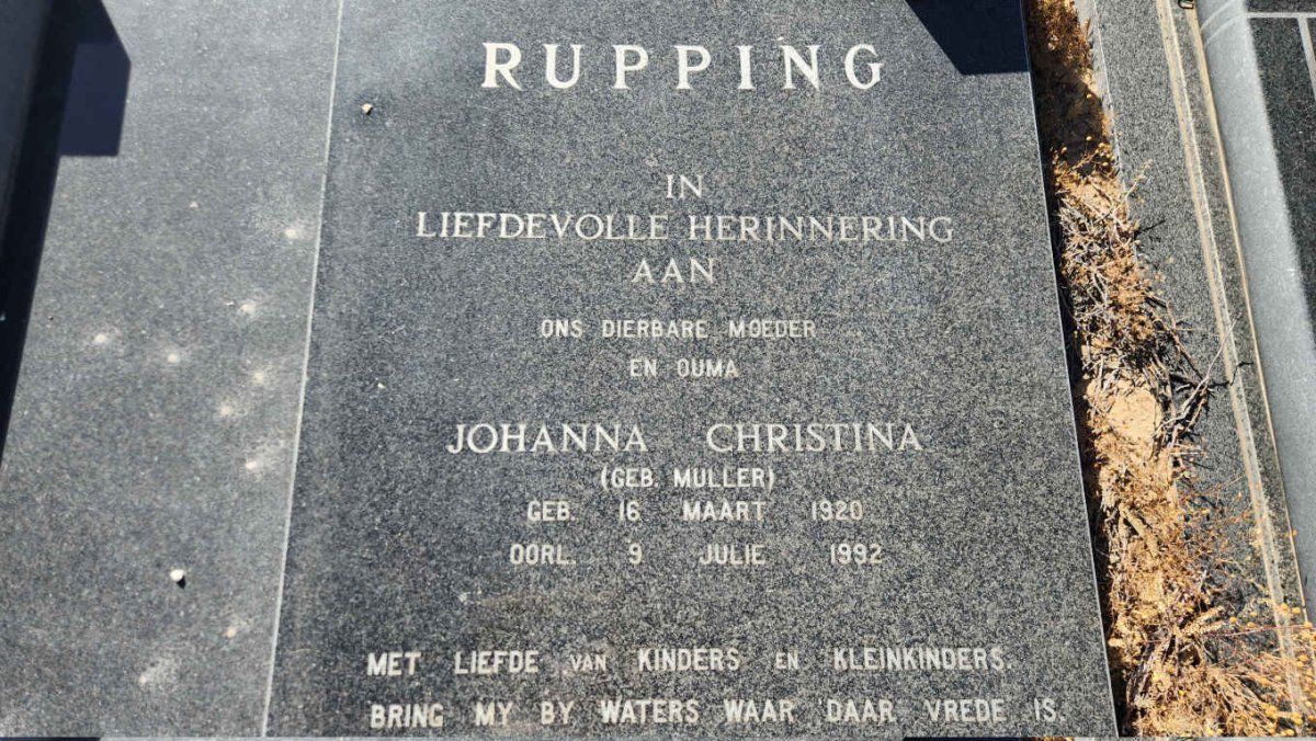 RUPPING Johanna Christina nee MULLER 1920-1992