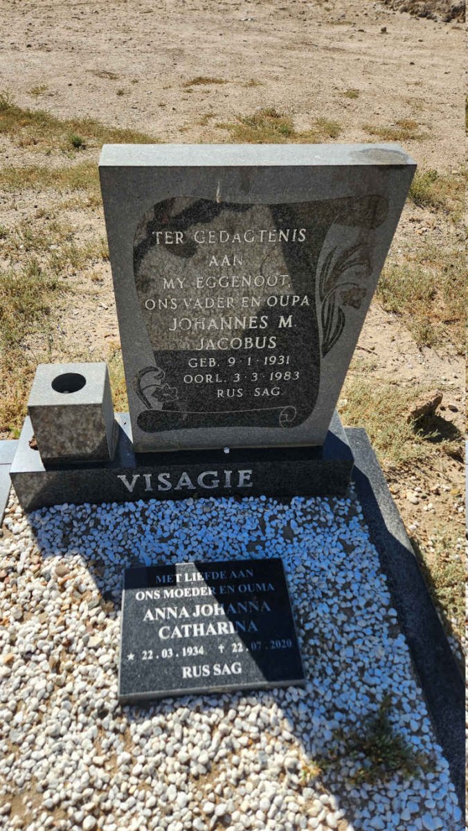VISAGIE Johannes M. Jacobus 1931-1983 & Anna Johanna Catharina 1934-2020