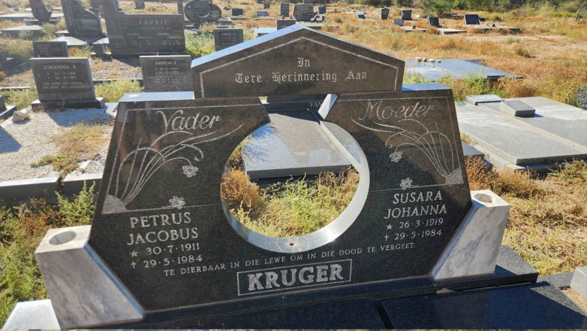 KRUGER Petrus Jacobus 1911-1984 & Susara Johanna 1919-1984