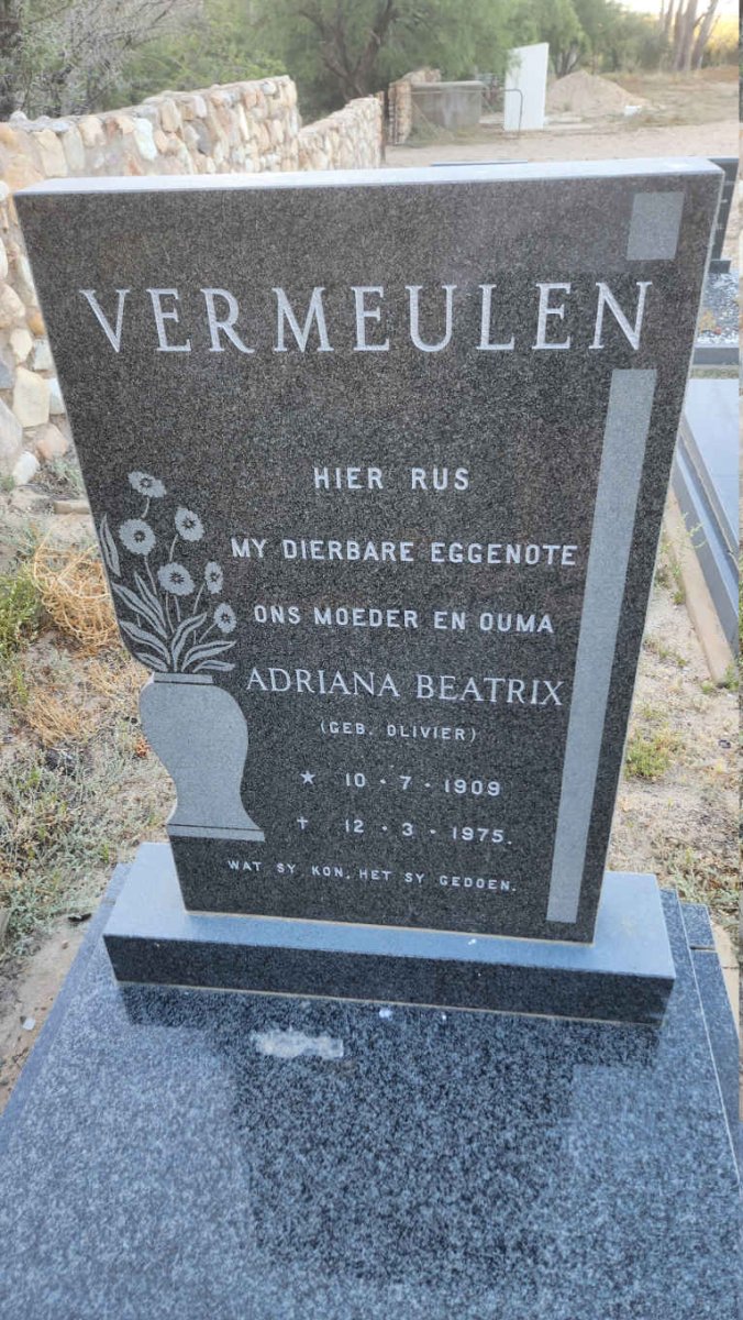 VERMEULEN Adriana Beatrix nee OLIVIER 1909-1975