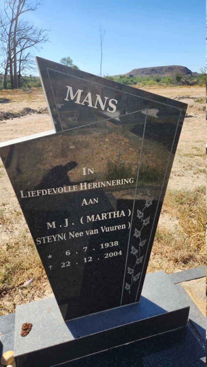 MANS M.J. voorheen STEYN nee VAN VUUREN 1938-2004