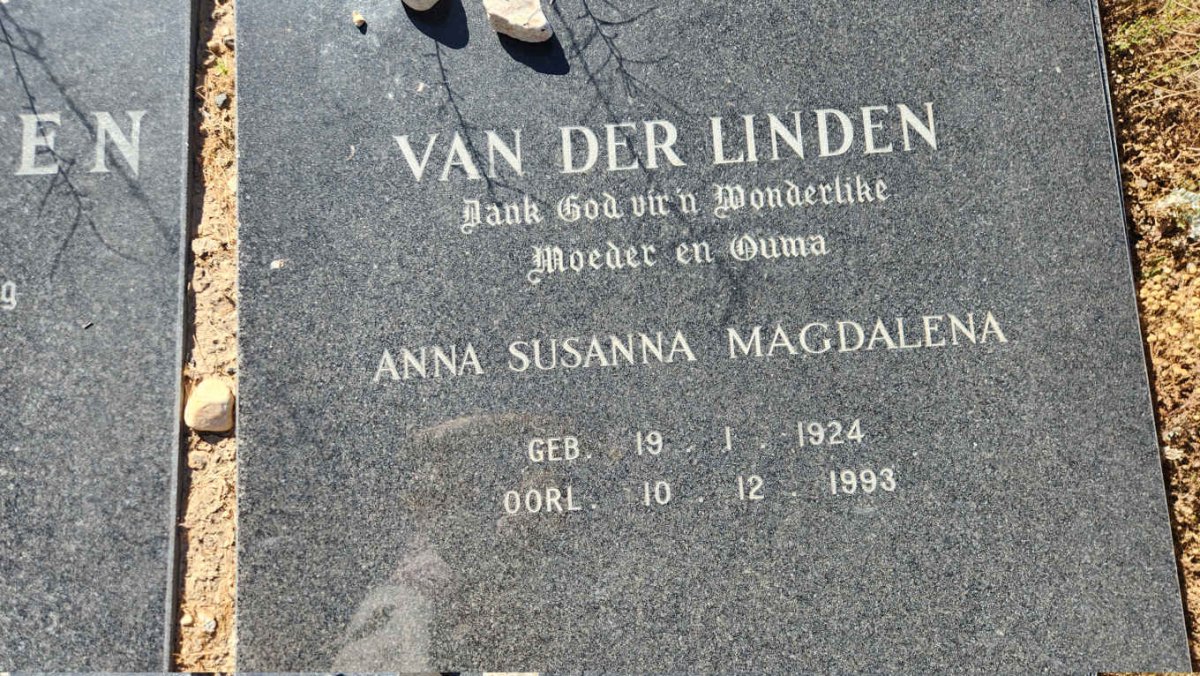 LINDEN Anna Susanna Magdalena, van der 1924-1993