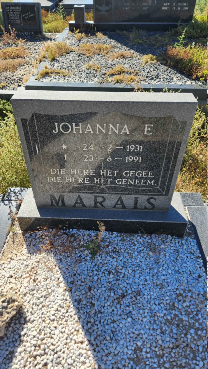 MARAIS Johanna E. 1931-1991