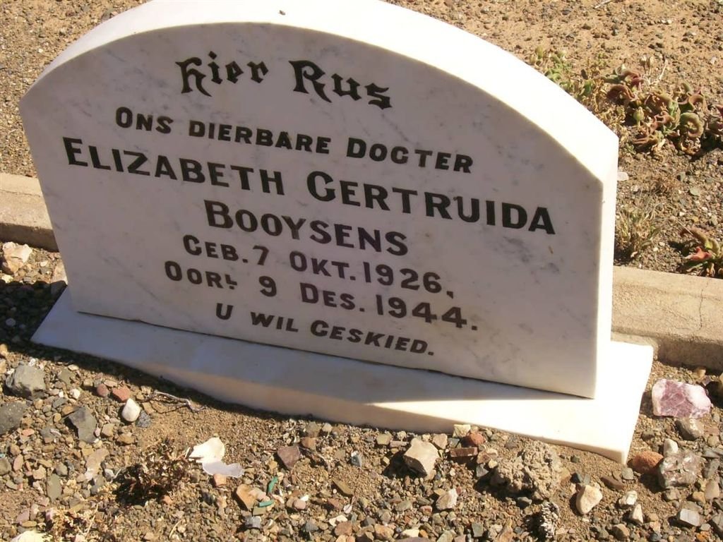 BOOYSENS Elizabeth Gertruida 1926-1944