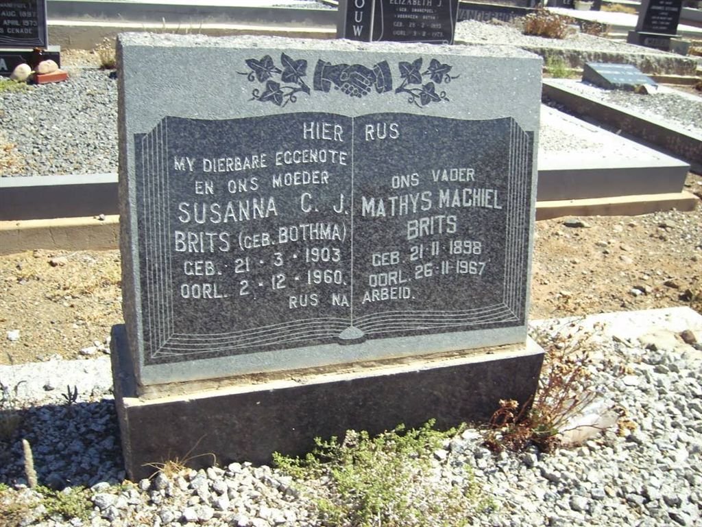 BRITS Mathys Machiel 1898-1967 &amp; Susanna C.J. BOTHMA 1903-1960