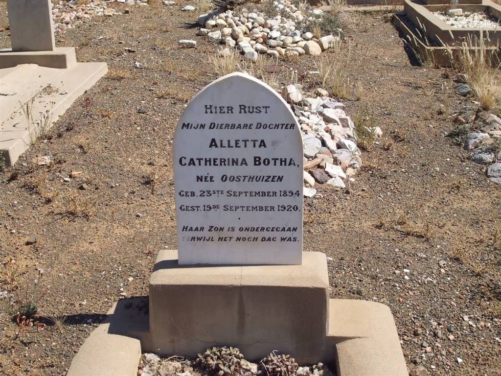 BOTHA Aletta Catherina nee OOSTHUIZEN 1894-1920