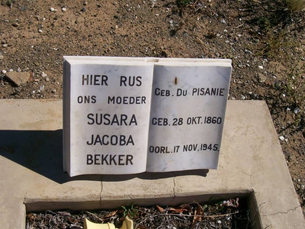 BEKKER Susara Jacoba nee DU PISANIE 1860-1945
