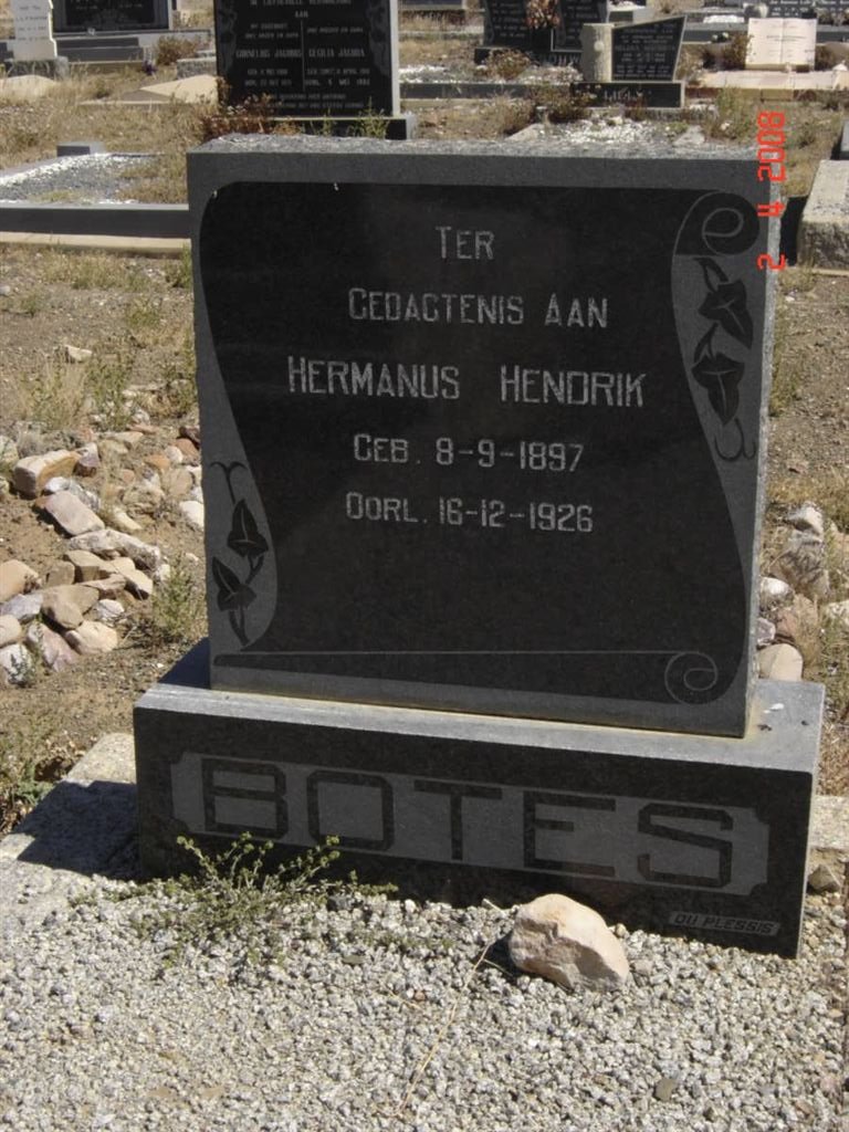 BOTES Hermanus Hendrik 1897-1926