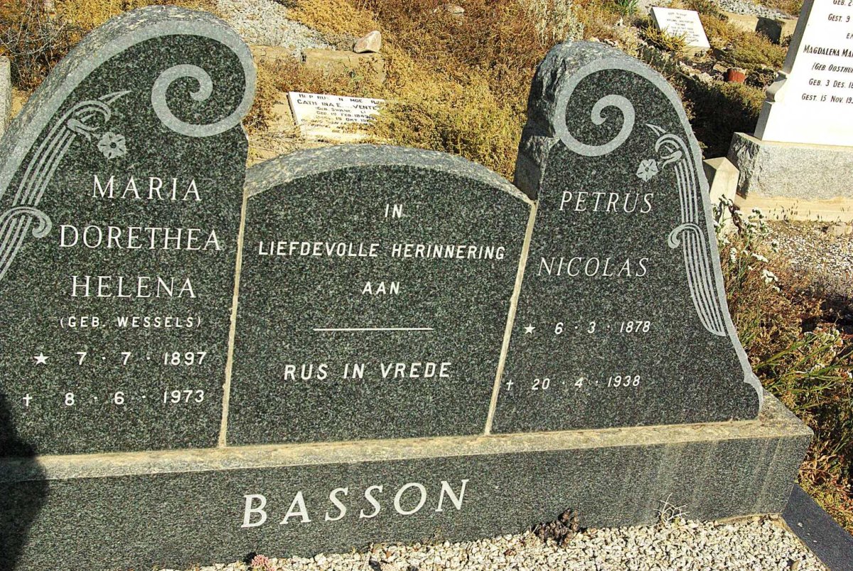 BASSON Petrus Nicolas 1878-1938 & Maria Dorethea Helena WESSELS 1897-1973