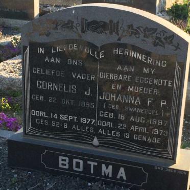 BOTMA Cornelis J. 1895-1977 &amp; Johanna F.P. SWANEPOEL 1897-1973