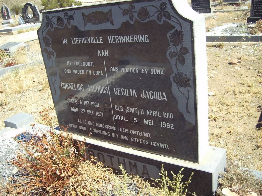 BOTHMA Cornelius Jacobus 1900-1971 &amp; Cecilia Jacoba SMIT 1910-1992