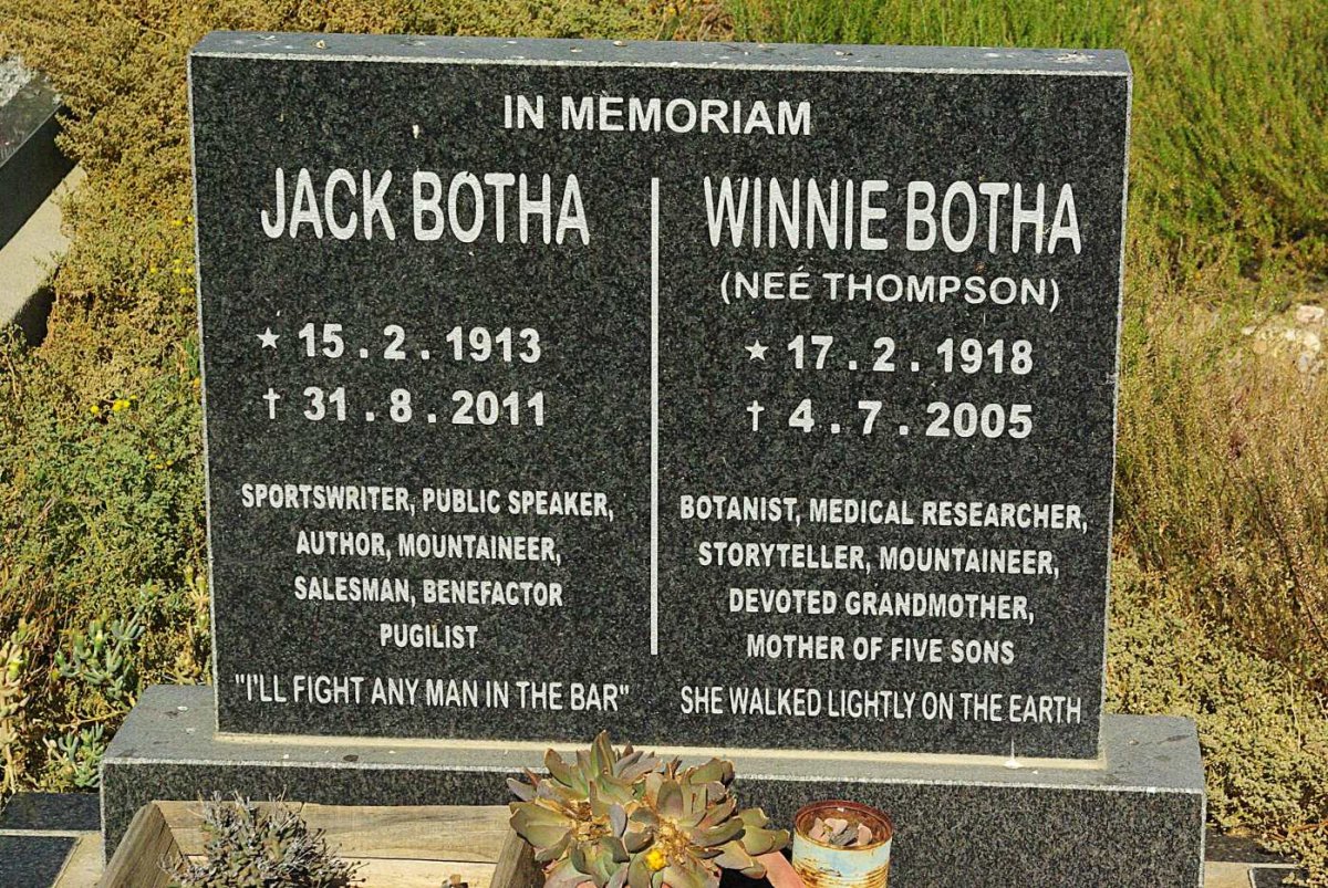 BOTHA Jack 1913-2011 & Winnie THOMPSON 1918-2005