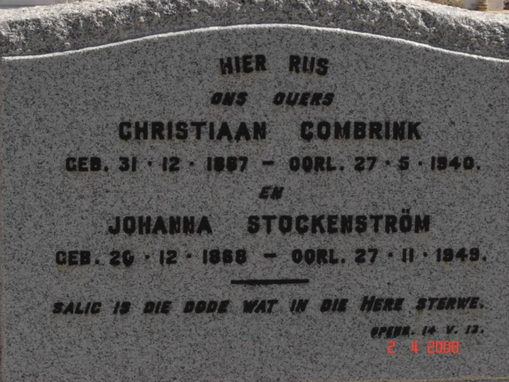 COMBRINK Christiaan 1867-1940 &amp; Johanna STOCKENSTROM 1868-1949