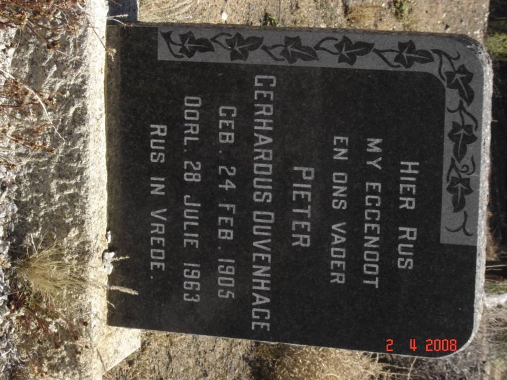DUVENHAGE Pieter Gerhardus 1905-1963