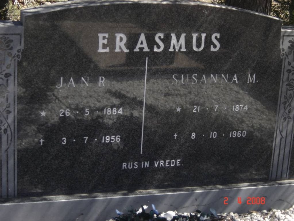 ERASMUS Jan R. 1884-1956 &amp;  Susanna M. 1874-1960